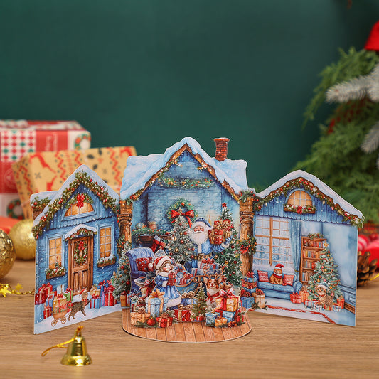 Blue Courtyard Christmas Gatefold Card