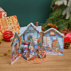 Blue Courtyard Christmas Gatefold Card