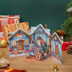 Blue Courtyard Christmas Gatefold Card