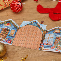 Blue Courtyard Christmas Gatefold Card