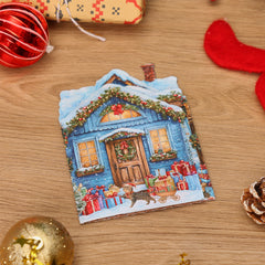 Blue Courtyard Christmas Gatefold Card