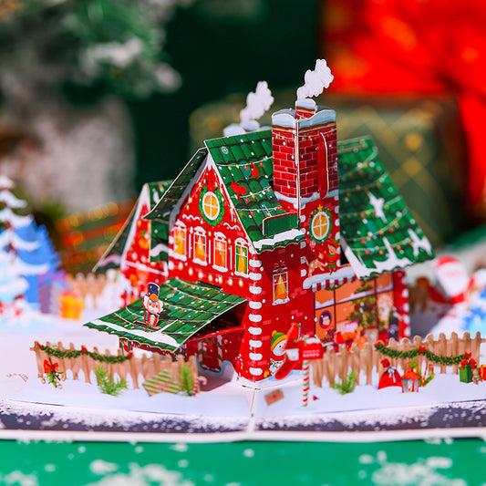 Cozy Christmas House Pop-Up Card