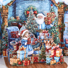 Blue Courtyard Christmas Gatefold Card