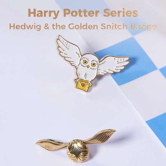Harry Potter Series Hedwig and Golden Snitch Badge