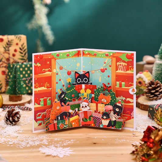 Cat Christmas Party Card