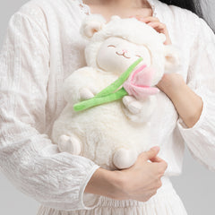 Sheep Series - Warm White Sheep Plush (Holding Tulip)