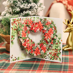 Poinsettia Heart Wreath Card