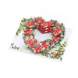 一品红心形花环卡片