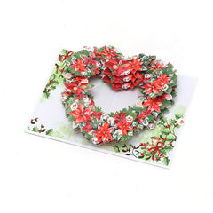 Poinsettia Heart Wreath Card