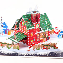 Cozy Christmas House Pop-Up Card