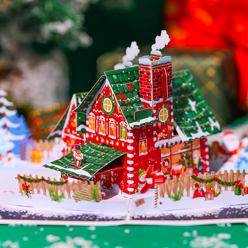 Cozy Christmas House Pop-Up Card