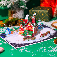 Cozy Christmas House Pop-Up Card