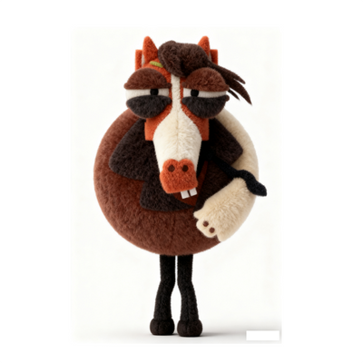 12“  Chinese Year of the Horse mascot plush toy: Elegant Uncle Horse