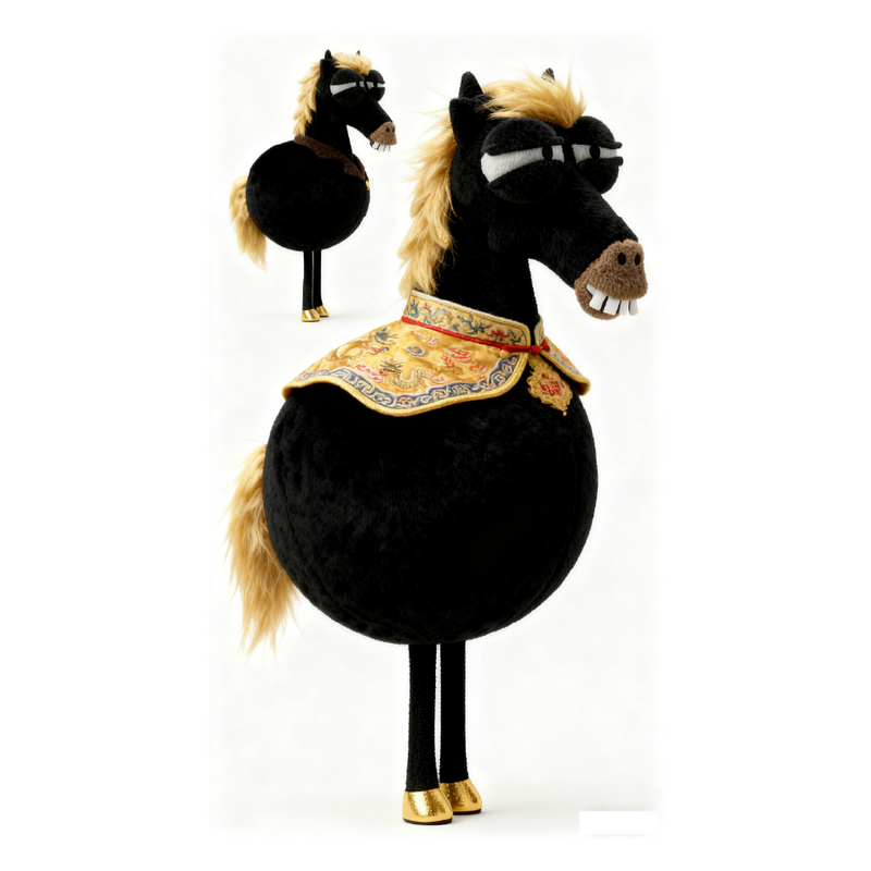 12“ Chinese Year of the Horse mascot plush toy: Emperor's horse
