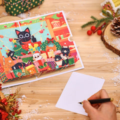 Cat Christmas Party Card