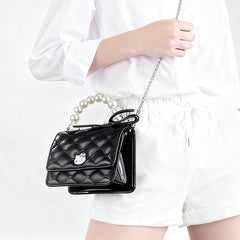 Hello Kitty Pearl Chain Crossbody Bag (Black)