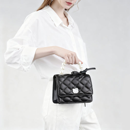 Hello Kitty Pearl Chain Crossbody Bag (Black)