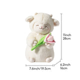 绵羊系列 - 暖白色绵羊毛绒玩具（手捧郁金香）