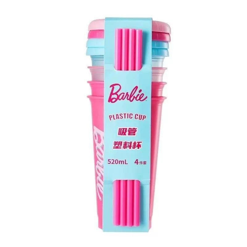 Barbie Sunlight Shine Series Straw Plastic Cup 4-Piece Set 520ml