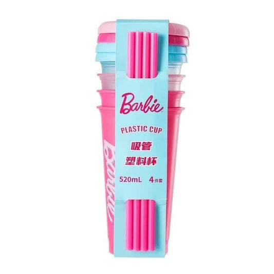 Barbie Sunlight Shine Series Straw Plastic Cup 4-Piece Set 520ml