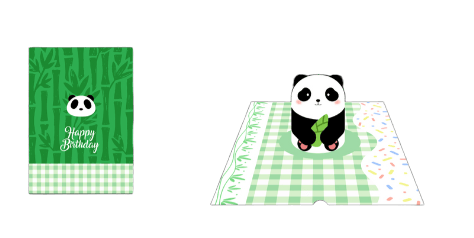 1pc Panda Holding Bamboo Plush Birthday Greeting Card
